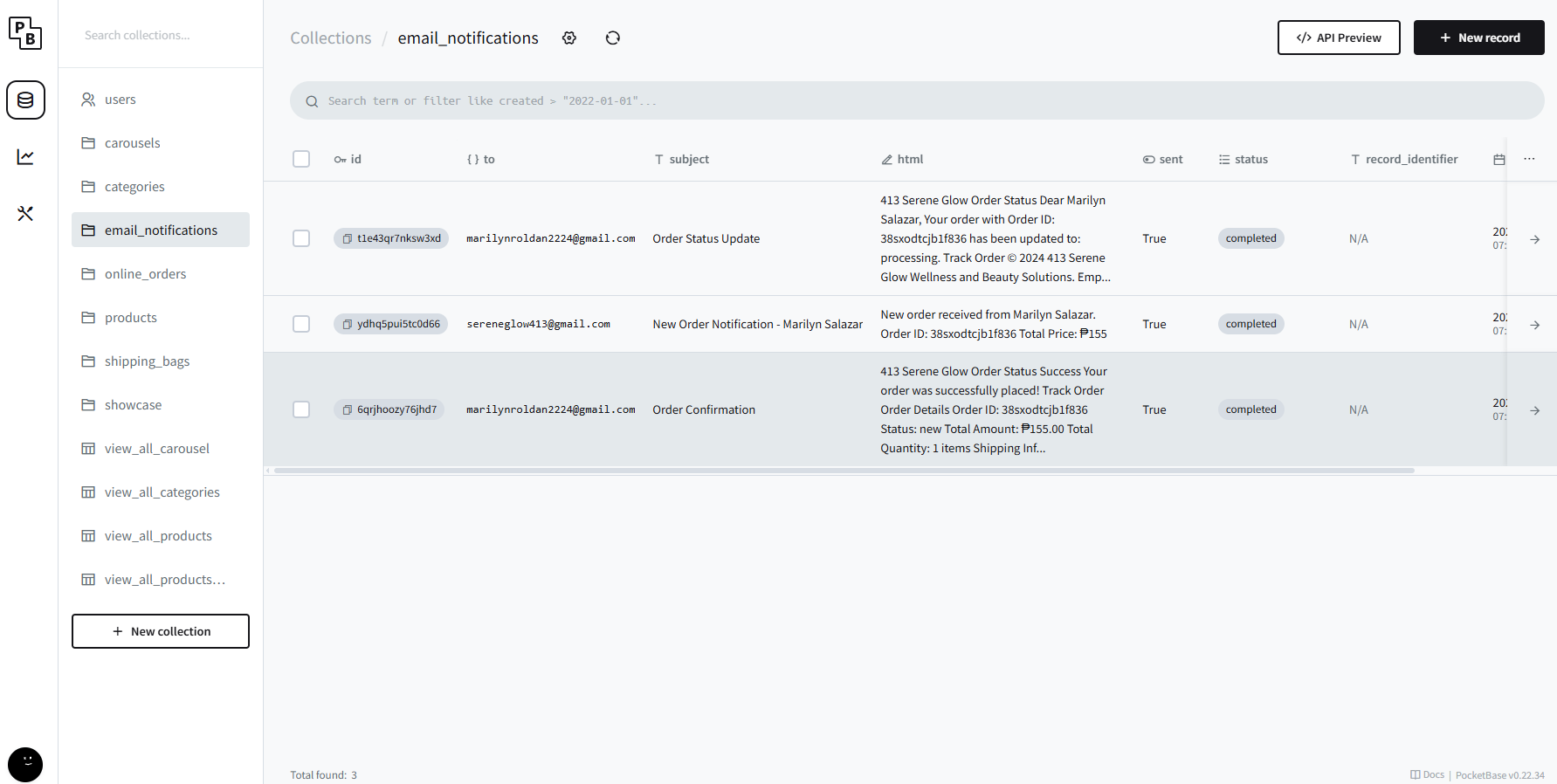 Email Worker Table